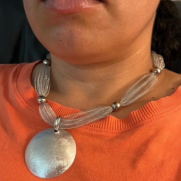 Vintage Milor Italy 925 Sterling Silver Mesh Collar Necklace 16-18" Adjustable - Picture 3 of 17